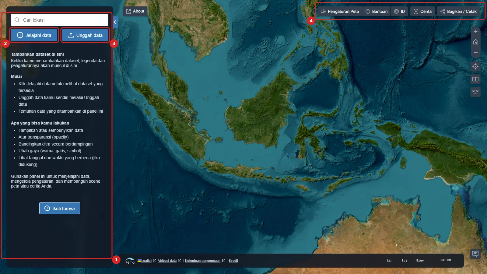 Antarmuka utama Piksel Map